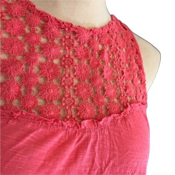 Abercrombie & Fitch Tank Top Womens S‎ Coral Lace Knit High Low Pullover Small - Picture 4 of 10